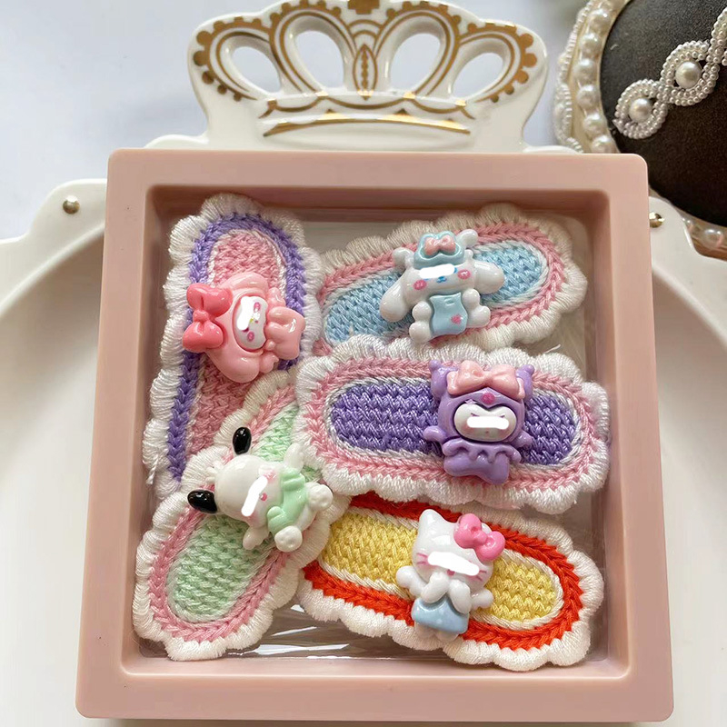 Set ukosnica za kosu za djecu, ručno tkanu čipku, cartoon stil, legura, duljina 6,5 cm