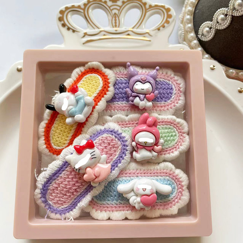 Set ukosnica za kosu za djecu, ručno tkanu čipku, cartoon stil, legura, duljina 6,5 cm