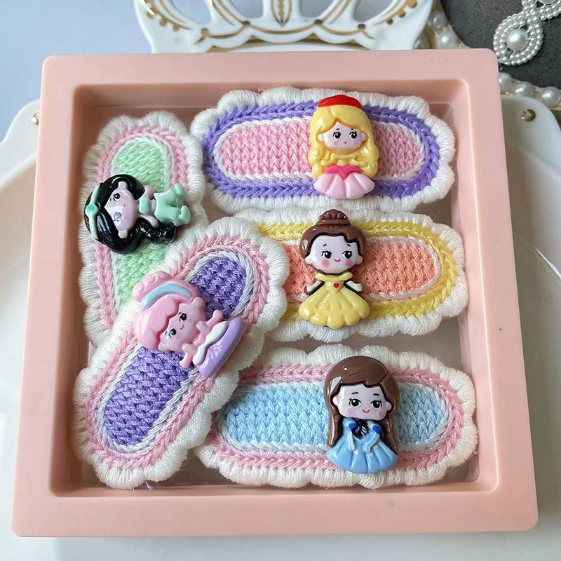 Set ukosnica za kosu za djecu, ručno tkanu čipku, cartoon stil, legura, duljina 6,5 cm