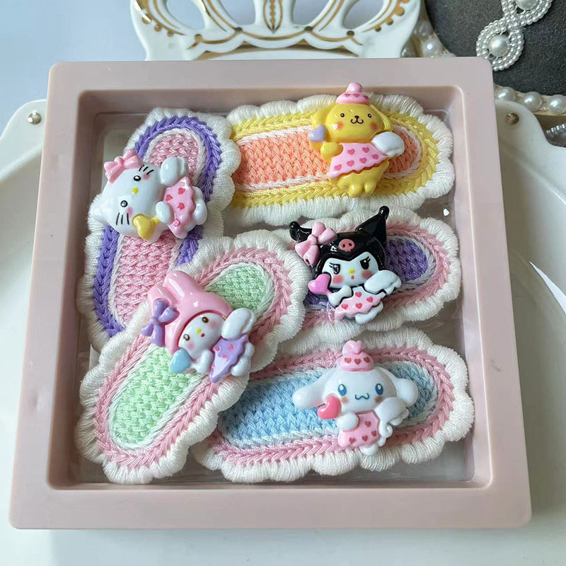 Set ukosnica za kosu za djecu, ručno tkanu čipku, cartoon stil, legura, duljina 6,5 cm