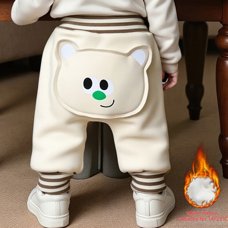 Kūdikių kelnės su fliso pamušalu, storos, aukštas liemuo, pilvo apsauga, gyvūnų raštas