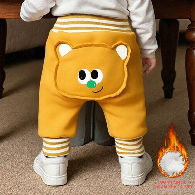 Kūdikių kelnės su fliso pamušalu, storos, aukštas liemuo, pilvo apsauga, gyvūnų raštas