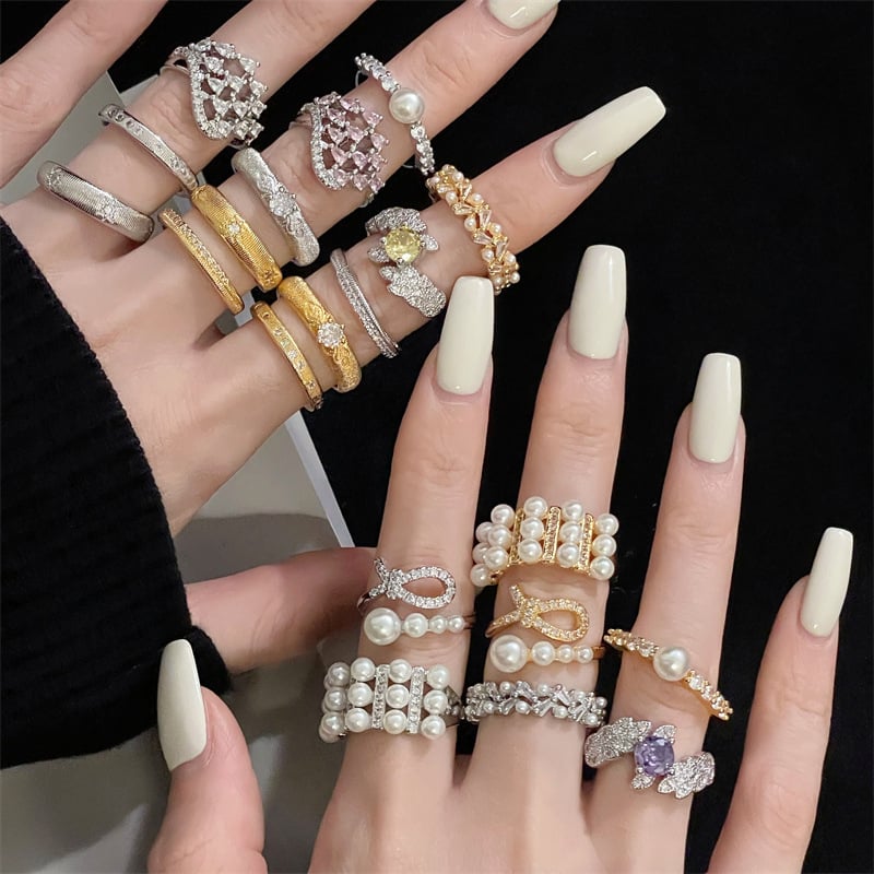 Varinis žiedas – Geometrinis moterų žiedas su šlifuotu paviršiumi, Ins stilius, rankų papuošalai, 2025 vasara