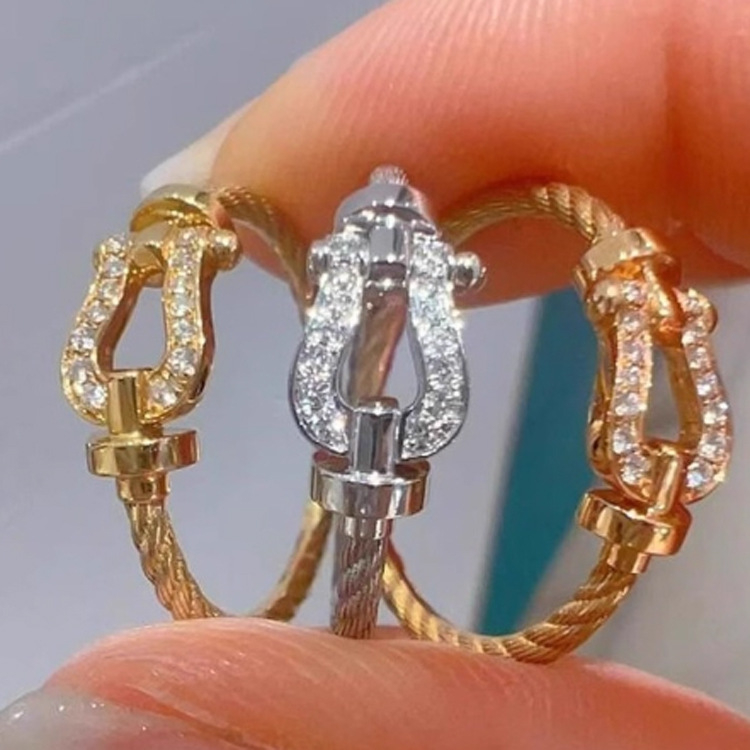 Unisex žiedas su kanopos formos deimantais, 925 sidabras, 18K auksavimo danga, preciziška gamyba