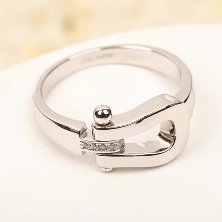 Unisex žiedas su kanopos formos deimantais, 925 sidabras, 18K auksavimo danga, preciziška gamyba