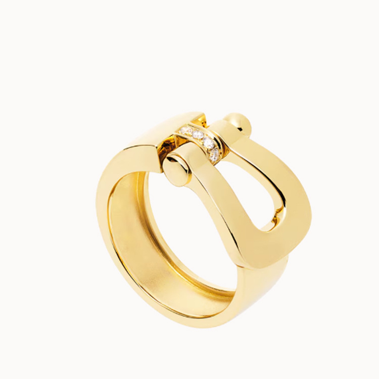 Unisex žiedas su kanopos formos deimantais, 925 sidabras, 18K auksavimo danga, preciziška gamyba