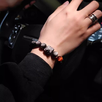 Obsidián karkötő, uniszex, etnikus stílus, geometriai forma, őszi 2024 megjelenés