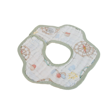 Bébi pamut etetőszalvéta, vízálló és foltálló, rajzfilm mintával, újszülötteknek 0–12 hónap