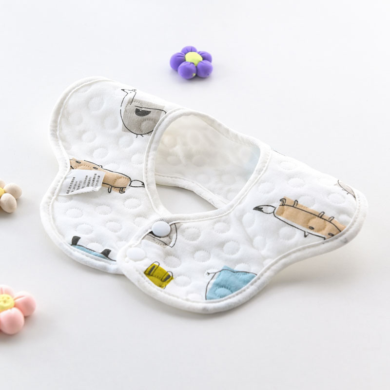 Bébi pamut etetőszalvéta, vízálló és foltálló, rajzfilm mintával, újszülötteknek 0–12 hónap