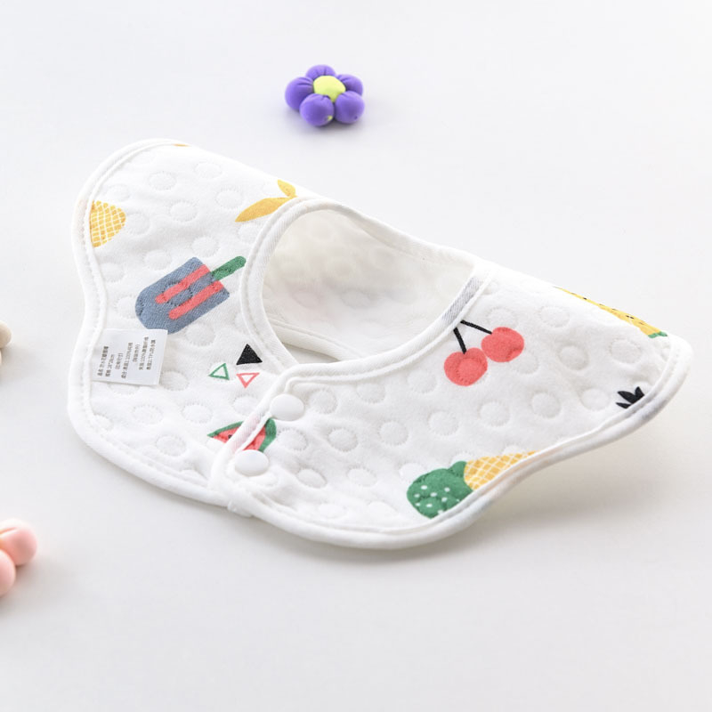 Bébi pamut etetőszalvéta, vízálló és foltálló, rajzfilm mintával, újszülötteknek 0–12 hónap