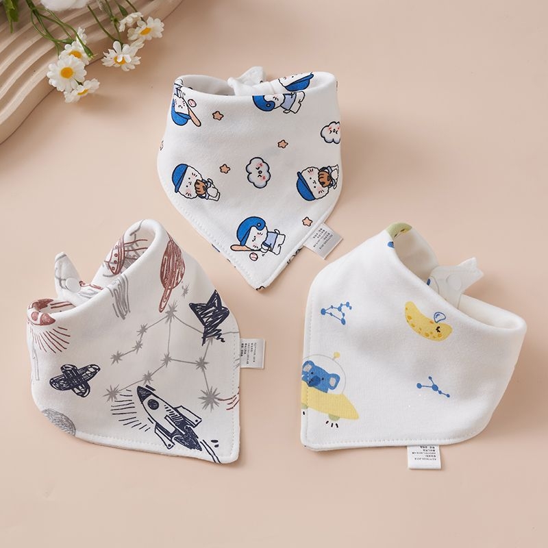 Trokutasti dječji salivnik od pamuka, dvostruki sloj, zatvaranje kopčama, za novorođenčad 0–1 godina