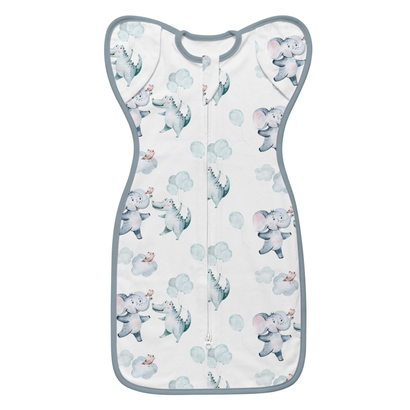 Little Tots újszülött pamut alvózsák, tiszta pamut 95%+, 0-1 év számára, nyár és tavasz, állatmintával, biztonsági osztály A