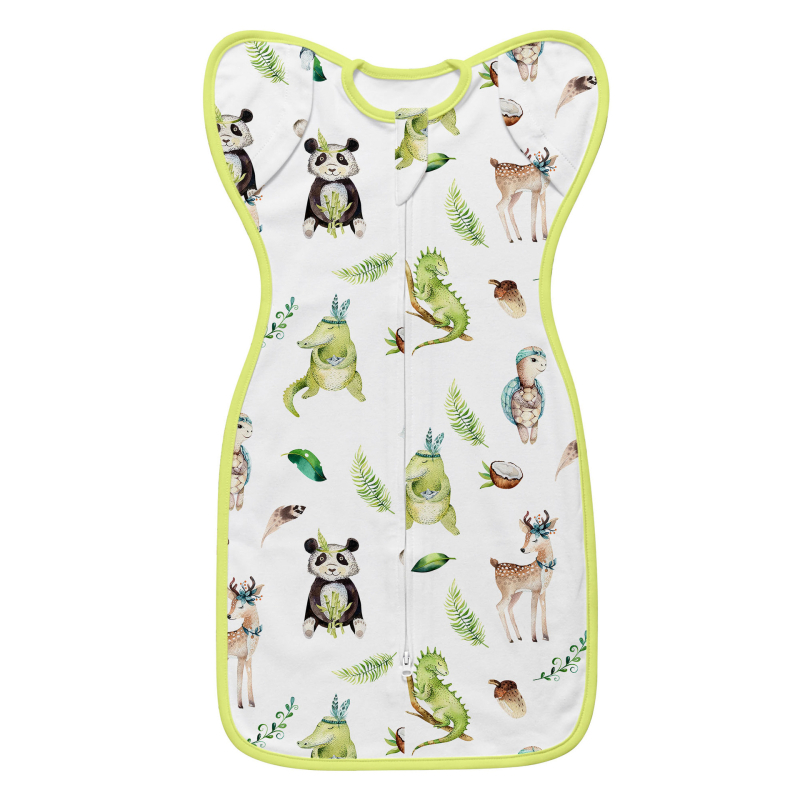 Little Tots újszülött pamut alvózsák, tiszta pamut 95%+, 0-1 év számára, nyár és tavasz, állatmintával, biztonsági osztály A