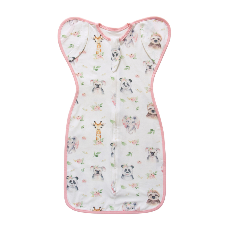 Little Tots újszülött pamut alvózsák, tiszta pamut 95%+, 0-1 év számára, nyár és tavasz, állatmintával, biztonsági osztály A