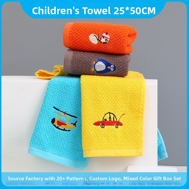 100% pamut baba arc törölköző, hímzett, cartoon mintával, súly 50–80 g, 32s fonal