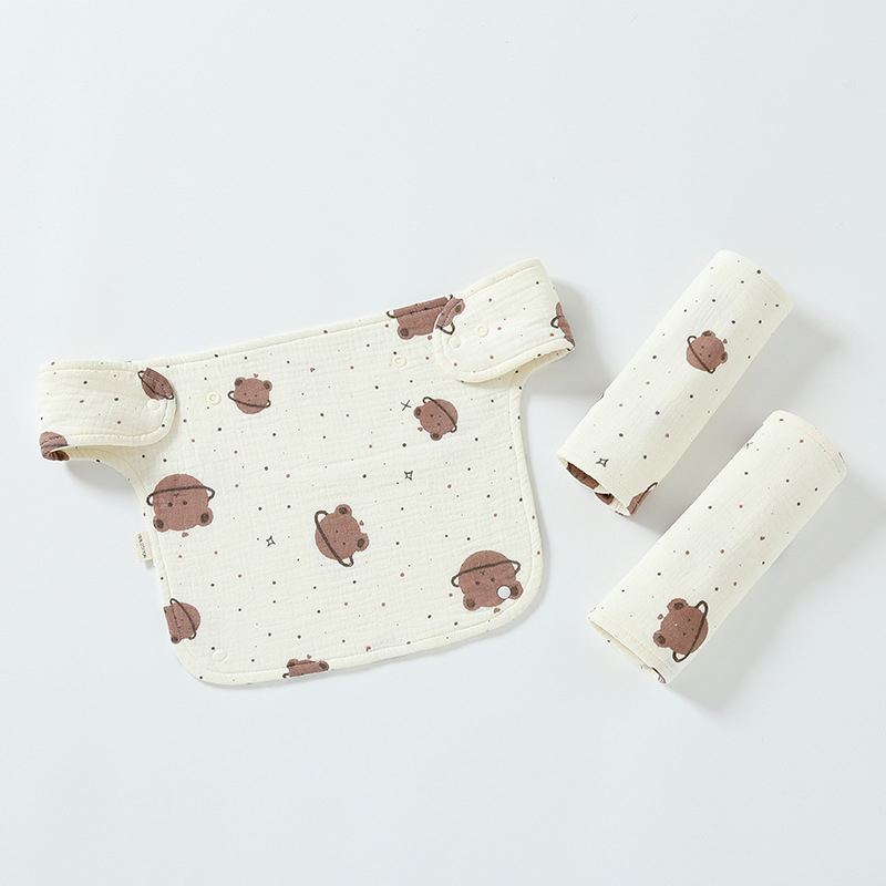 Babasz szalvéta vállpánttal - egész éves használatra, nedvszívó, 100% pamut géz, 0–12 hónapos babáknak, egyszínű vagy mintás