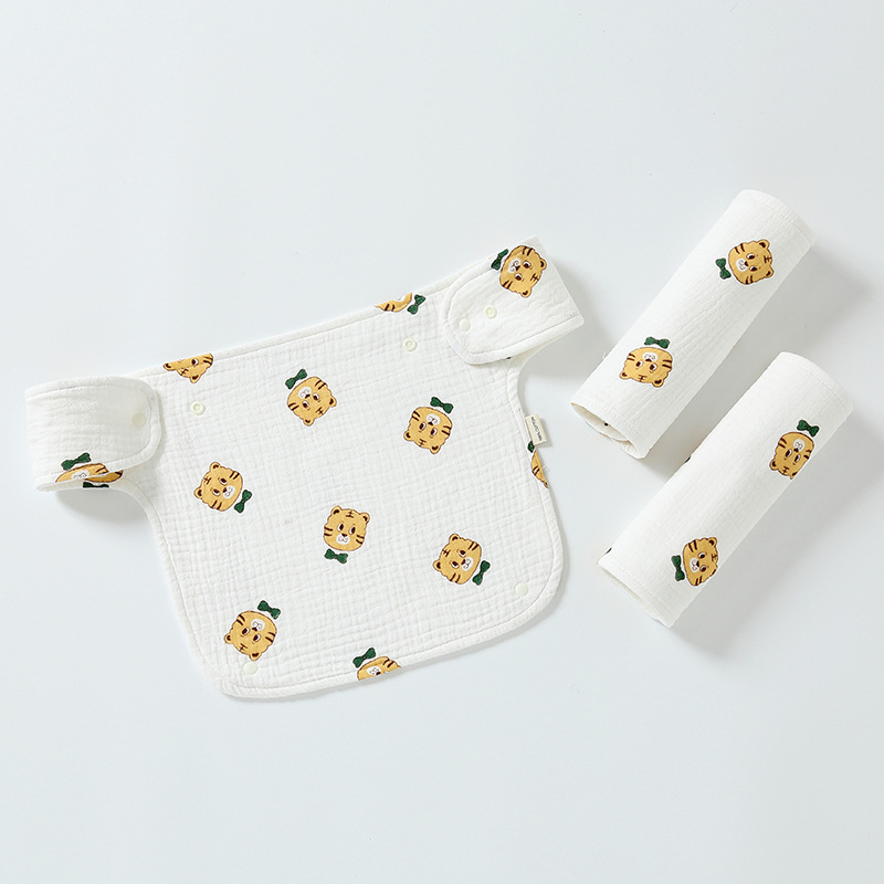 Babasz szalvéta vállpánttal - egész éves használatra, nedvszívó, 100% pamut géz, 0–12 hónapos babáknak, egyszínű vagy mintás