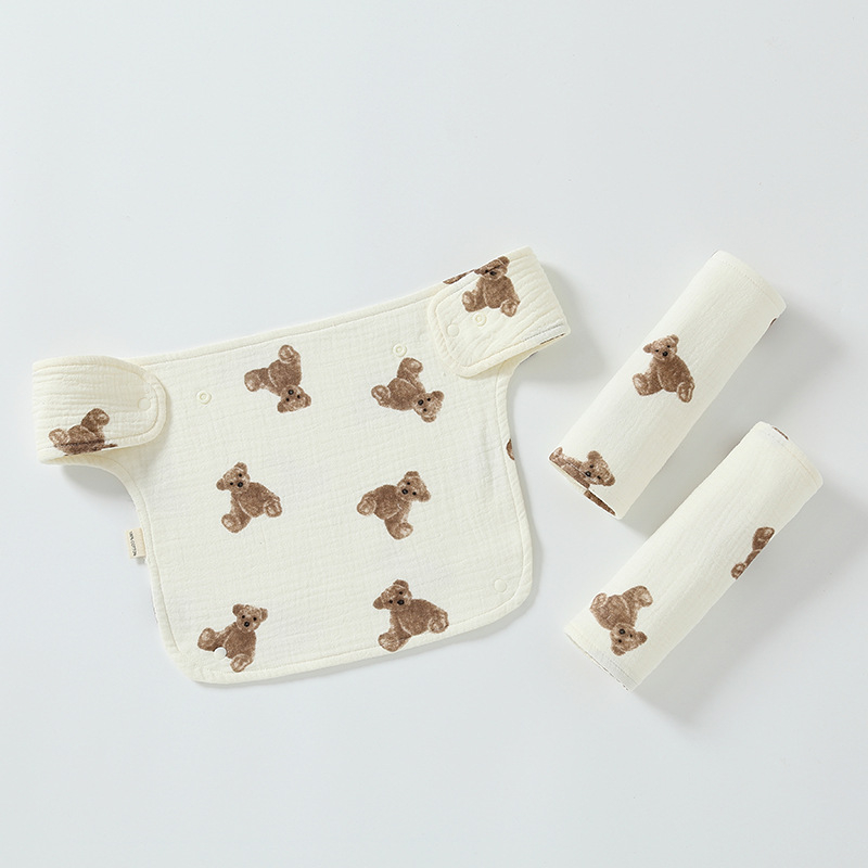 Babasz szalvéta vállpánttal - egész éves használatra, nedvszívó, 100% pamut géz, 0–12 hónapos babáknak, egyszínű vagy mintás