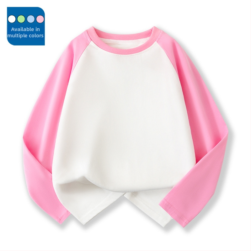 Vaikų raglano ilgų rankovių marškinėliai iš 100% medvilnės, apvalus kaklas, vienalytė spalva, drėgmės reguliavimas, švelnus paviršius, tinkamas pavasariui ir rudeniui, vaikams 3–8 ir 8+ metų