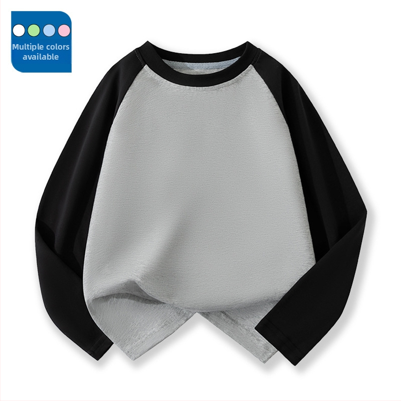 Vaikų raglano ilgų rankovių marškinėliai iš 100% medvilnės, apvalus kaklas, vienalytė spalva, drėgmės reguliavimas, švelnus paviršius, tinkamas pavasariui ir rudeniui, vaikams 3–8 ir 8+ metų