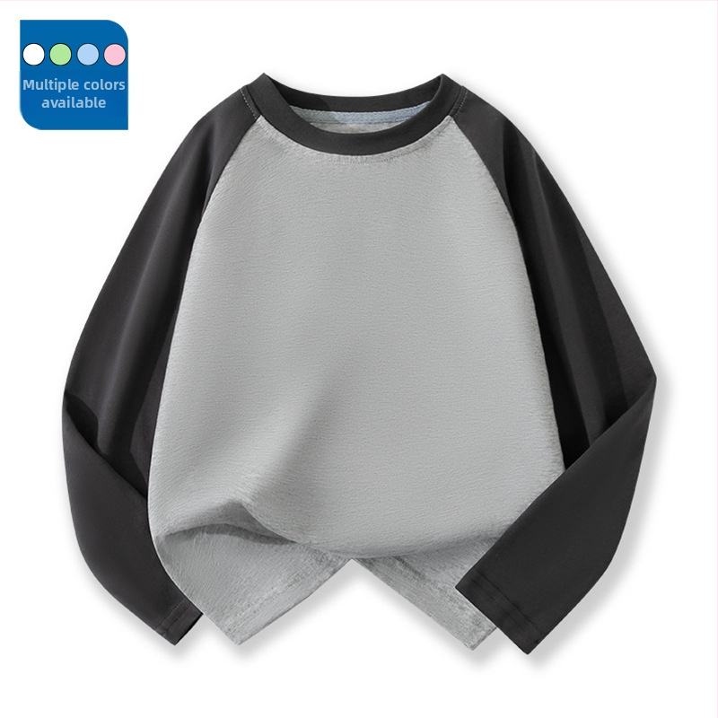 Vaikų raglano ilgų rankovių marškinėliai iš 100% medvilnės, apvalus kaklas, vienalytė spalva, drėgmės reguliavimas, švelnus paviršius, tinkamas pavasariui ir rudeniui, vaikams 3–8 ir 8+ metų