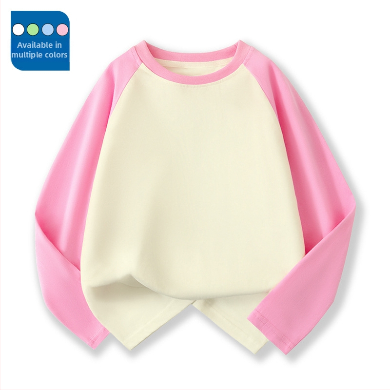 Vaikų raglano ilgų rankovių marškinėliai iš 100% medvilnės, apvalus kaklas, vienalytė spalva, drėgmės reguliavimas, švelnus paviršius, tinkamas pavasariui ir rudeniui, vaikams 3–8 ir 8+ metų