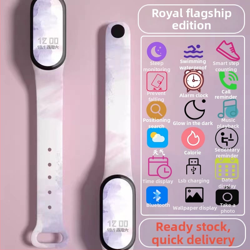 Gyerekeknek szánt okos karkötő – lépésszámláló, pulzusmérés, újratölthető, Android-kompatibilis, szilikon szíj, alumínium ötvözet tok