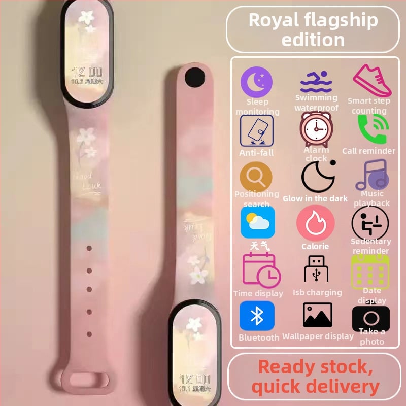 Gyerekeknek szánt okos karkötő – lépésszámláló, pulzusmérés, újratölthető, Android-kompatibilis, szilikon szíj, alumínium ötvözet tok