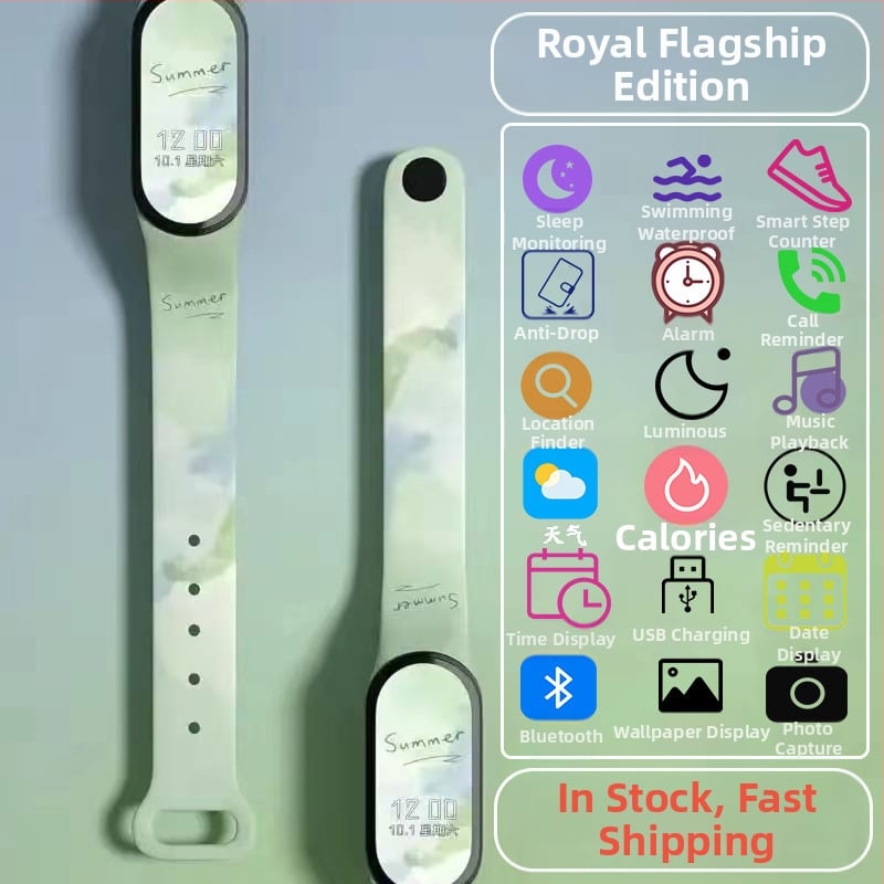 Gyerekeknek szánt okos karkötő – lépésszámláló, pulzusmérés, újratölthető, Android-kompatibilis, szilikon szíj, alumínium ötvözet tok