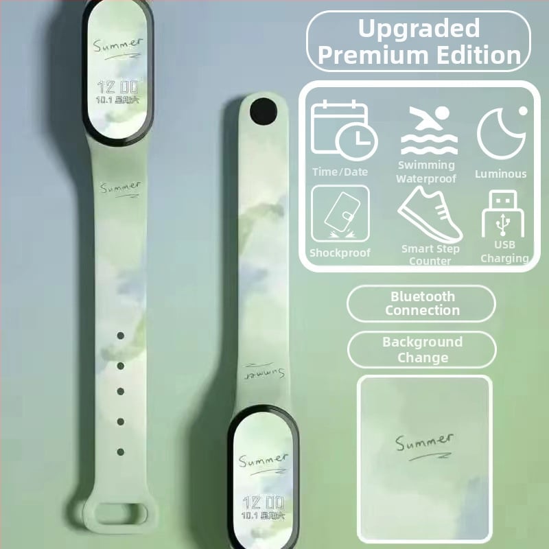 Gyerekeknek szánt okos karkötő – lépésszámláló, pulzusmérés, újratölthető, Android-kompatibilis, szilikon szíj, alumínium ötvözet tok