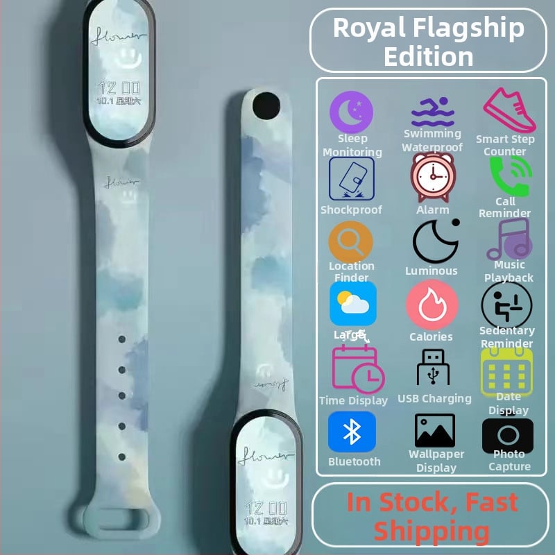 Gyerekeknek szánt okos karkötő – lépésszámláló, pulzusmérés, újratölthető, Android-kompatibilis, szilikon szíj, alumínium ötvözet tok