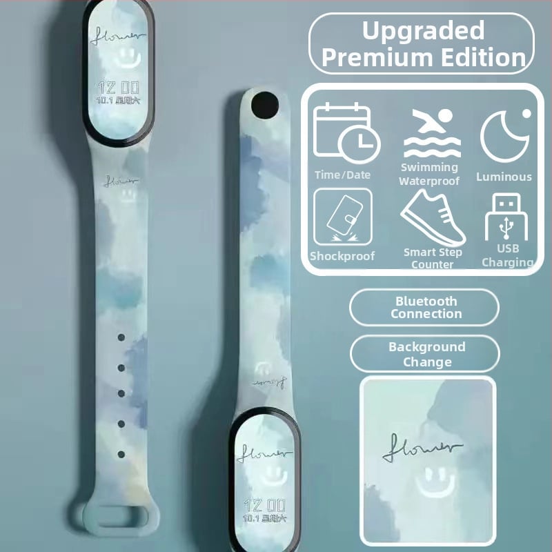 Gyerekeknek szánt okos karkötő – lépésszámláló, pulzusmérés, újratölthető, Android-kompatibilis, szilikon szíj, alumínium ötvözet tok