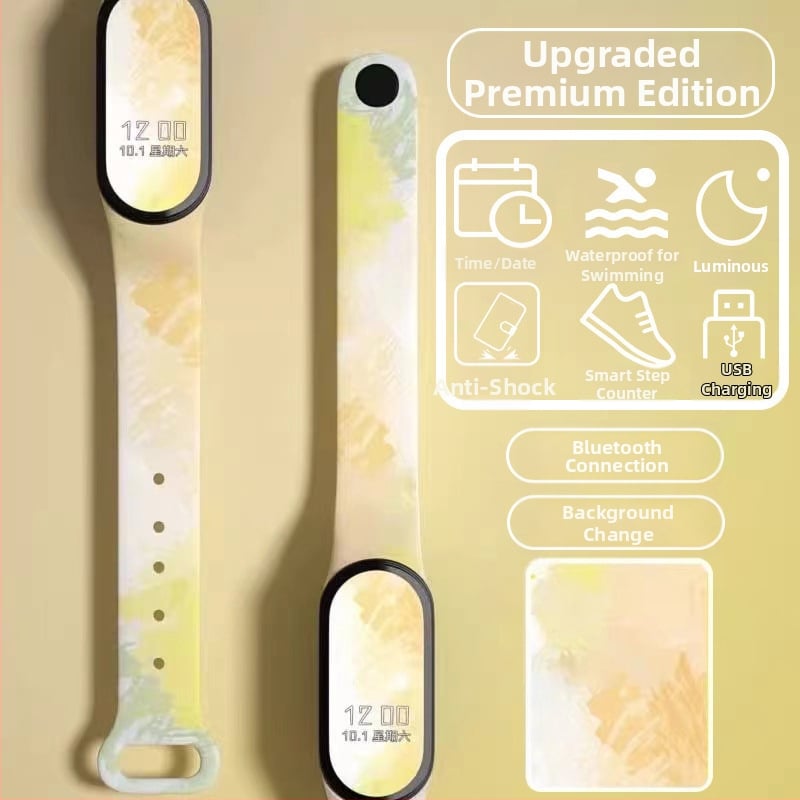 Gyerekeknek szánt okos karkötő – lépésszámláló, pulzusmérés, újratölthető, Android-kompatibilis, szilikon szíj, alumínium ötvözet tok