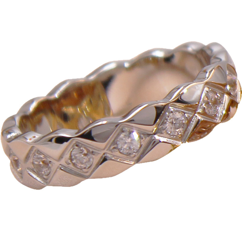 Žiedas su geometriniu raštu, varis, XB052, elektroplatintas, tinkamas porai