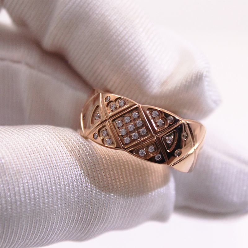 Žiedas su geometriniu raštu, varis, XB052, elektroplatintas, tinkamas porai