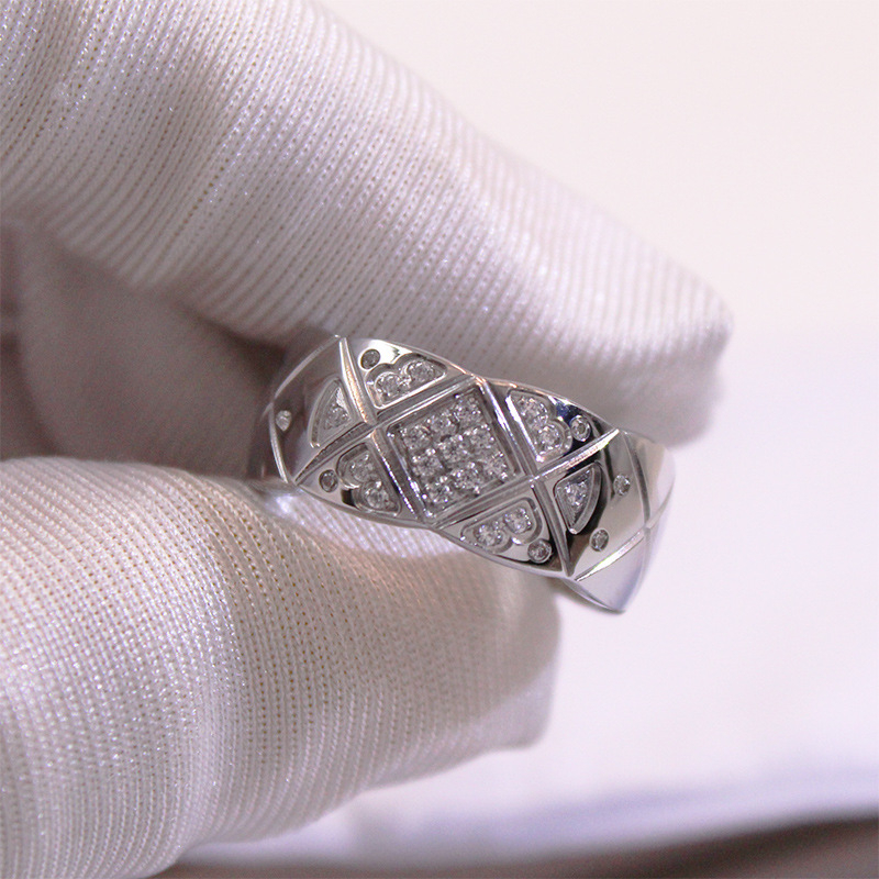 Žiedas su geometriniu raštu, varis, XB052, elektroplatintas, tinkamas porai