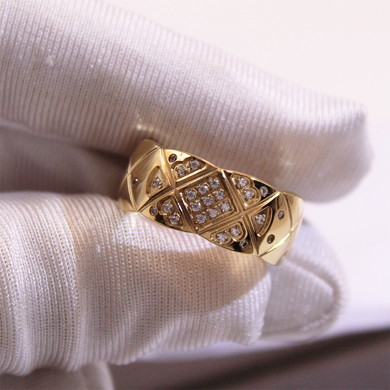 Žiedas su geometriniu raštu, varis, XB052, elektroplatintas, tinkamas porai