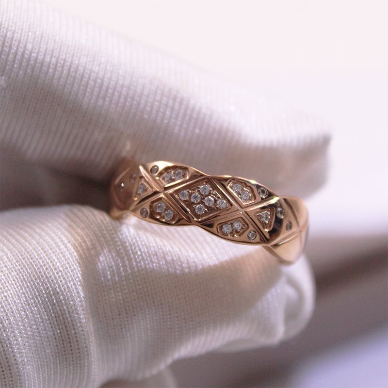 Žiedas su geometriniu raštu, varis, XB052, elektroplatintas, tinkamas porai