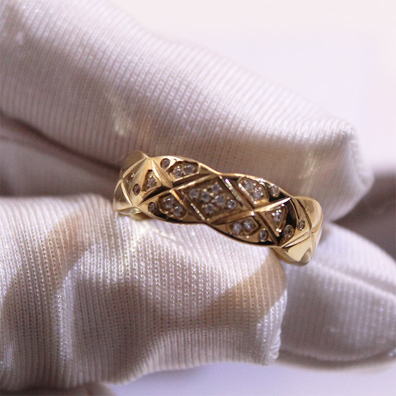 Žiedas su geometriniu raštu, varis, XB052, elektroplatintas, tinkamas porai