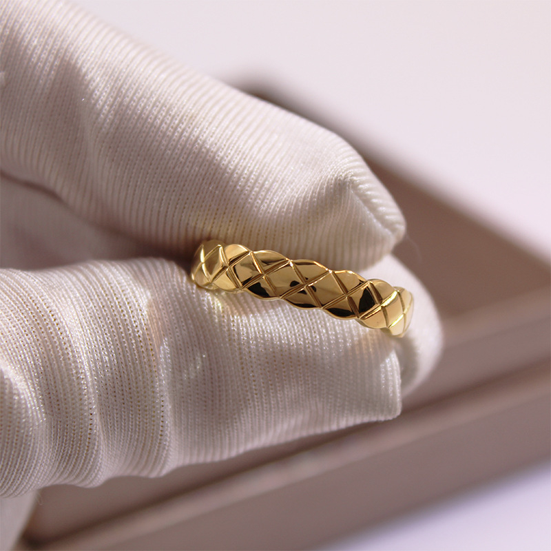 Žiedas su geometriniu raštu, varis, XB052, elektroplatintas, tinkamas porai