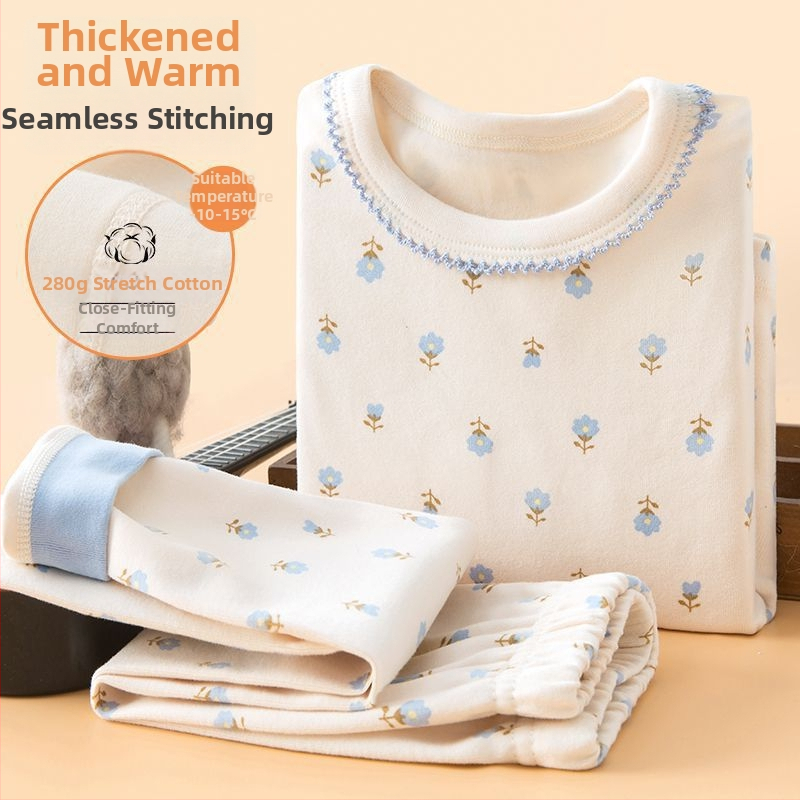 Detský hrubý jesenný set top a nohavíc na základný vrstvu termálneho oblečenia, chlapec – ľanová tkanina, hlavný materiál: zajacie kožušiny