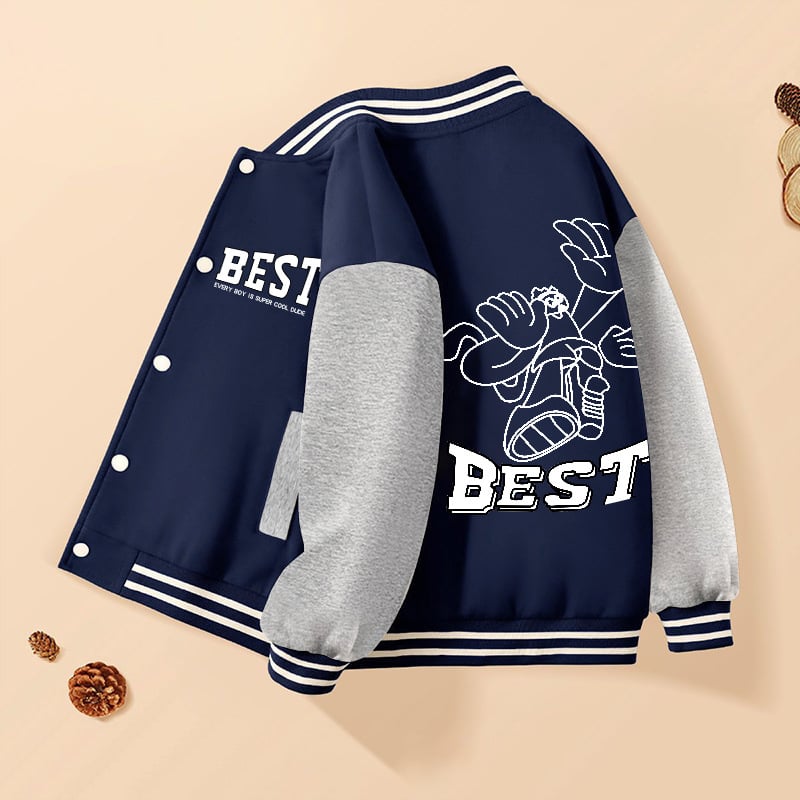 Vaikų berniukų kasdieninė striukė, išorė 60% poliesteris, pamušalas iš medvilnės, be gobtuvo, be apykaklės, storas išorinis audinys, žiemos modelis 2024