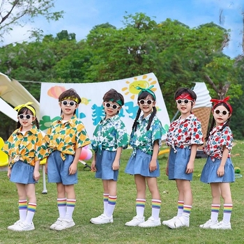 Vaikų šokių kostiumas Hong Kong stiliaus — unisex, amžiaus grupė 3-8 metų, vasara, medvilnės-poliesterio mišinys