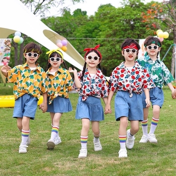 Vaikų šokių kostiumas Hong Kong stiliaus — unisex, amžiaus grupė 3-8 metų, vasara, medvilnės-poliesterio mišinys