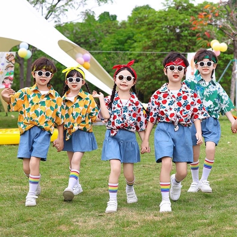 Vaikų šokių kostiumas Hong Kong stiliaus — unisex, amžiaus grupė 3-8 metų, vasara, medvilnės-poliesterio mišinys