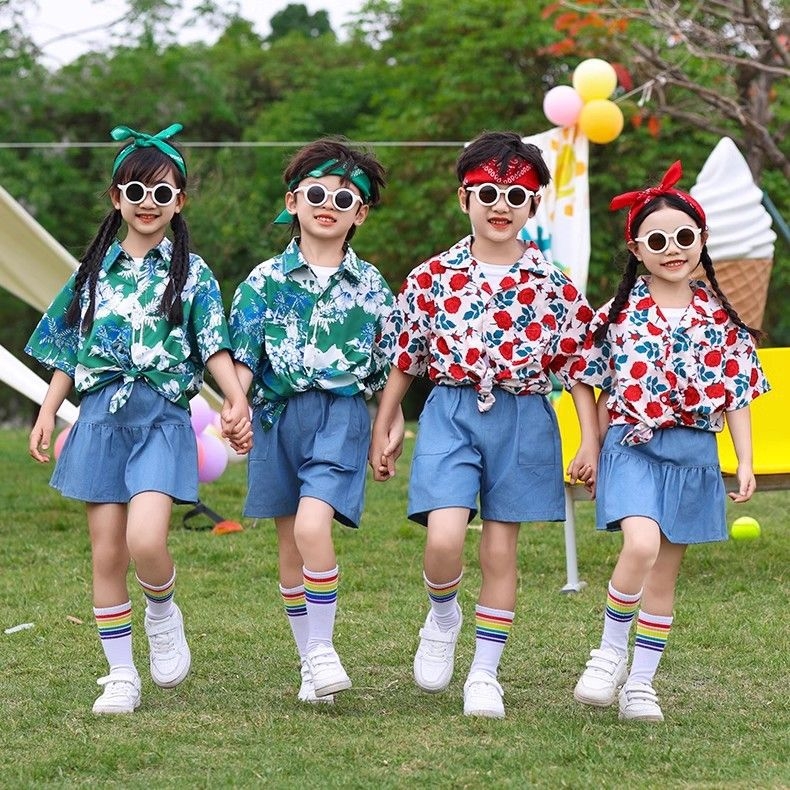 Vaikų šokių kostiumas Hong Kong stiliaus — unisex, amžiaus grupė 3-8 metų, vasara, medvilnės-poliesterio mišinys