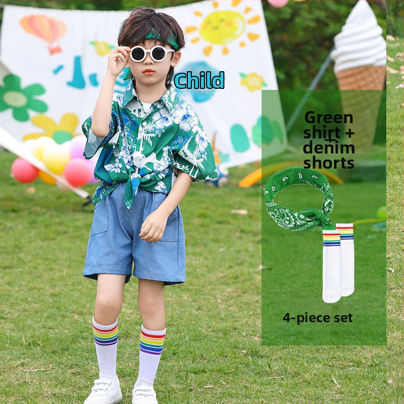 Vaikų šokių kostiumas Hong Kong stiliaus — unisex, amžiaus grupė 3-8 metų, vasara, medvilnės-poliesterio mišinys