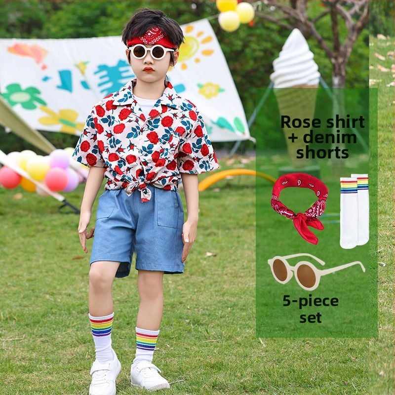 Vaikų šokių kostiumas Hong Kong stiliaus — unisex, amžiaus grupė 3-8 metų, vasara, medvilnės-poliesterio mišinys