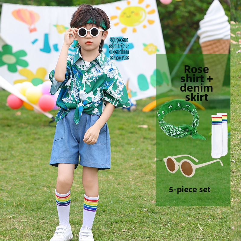 Vaikų šokių kostiumas Hong Kong stiliaus — unisex, amžiaus grupė 3-8 metų, vasara, medvilnės-poliesterio mišinys