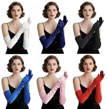 Дълги сатенени булчински ръкавици, оригинален дизайн, дамски модел, пролет 2025